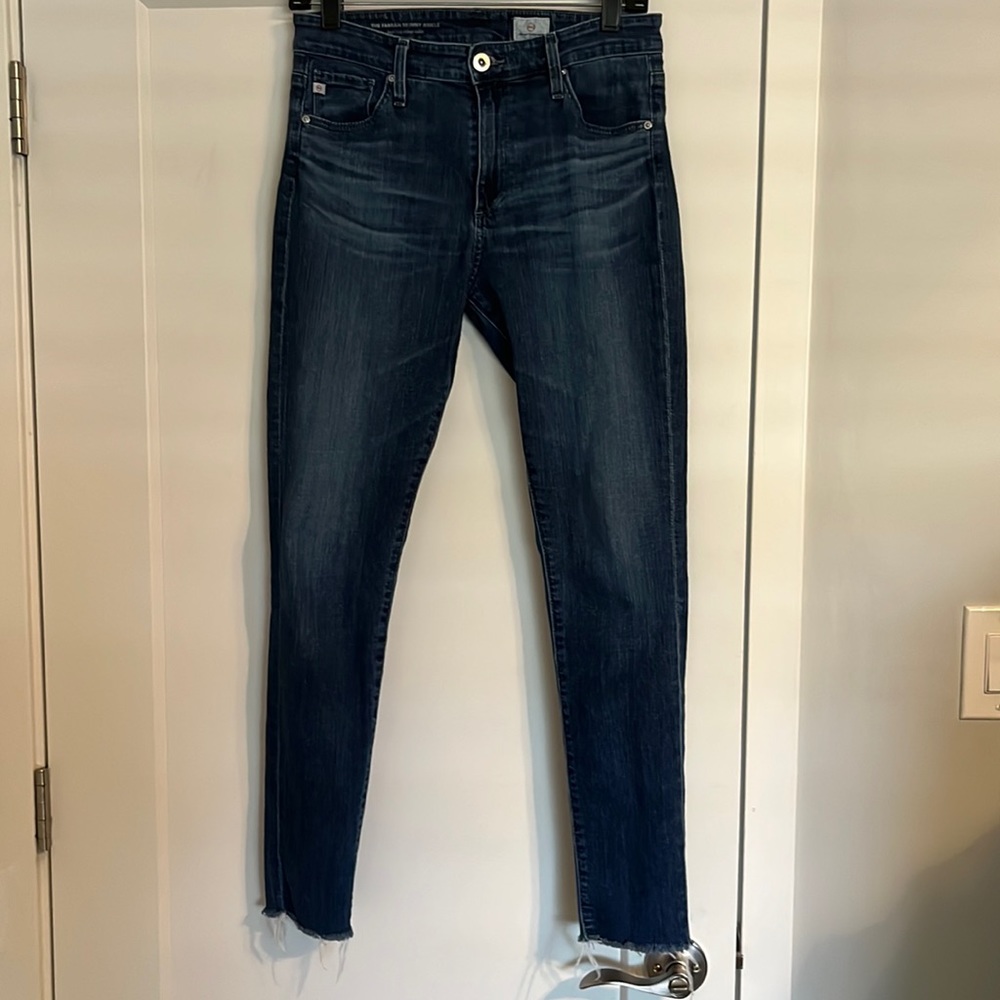 AG Farrah High-Rise Skinny Ankle Raw Hem Jeans